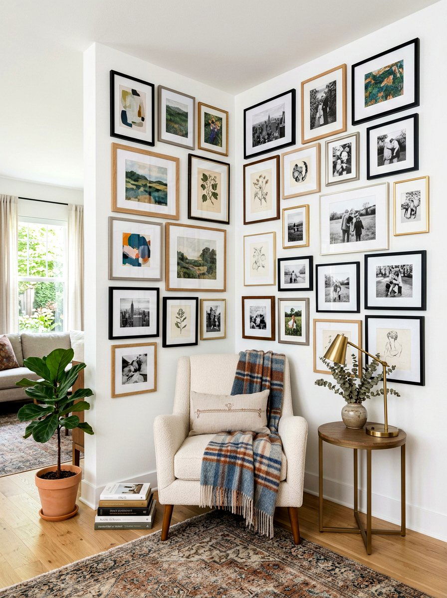 Gallery Wall Corner Seating - 30 quiet corner decor ideas