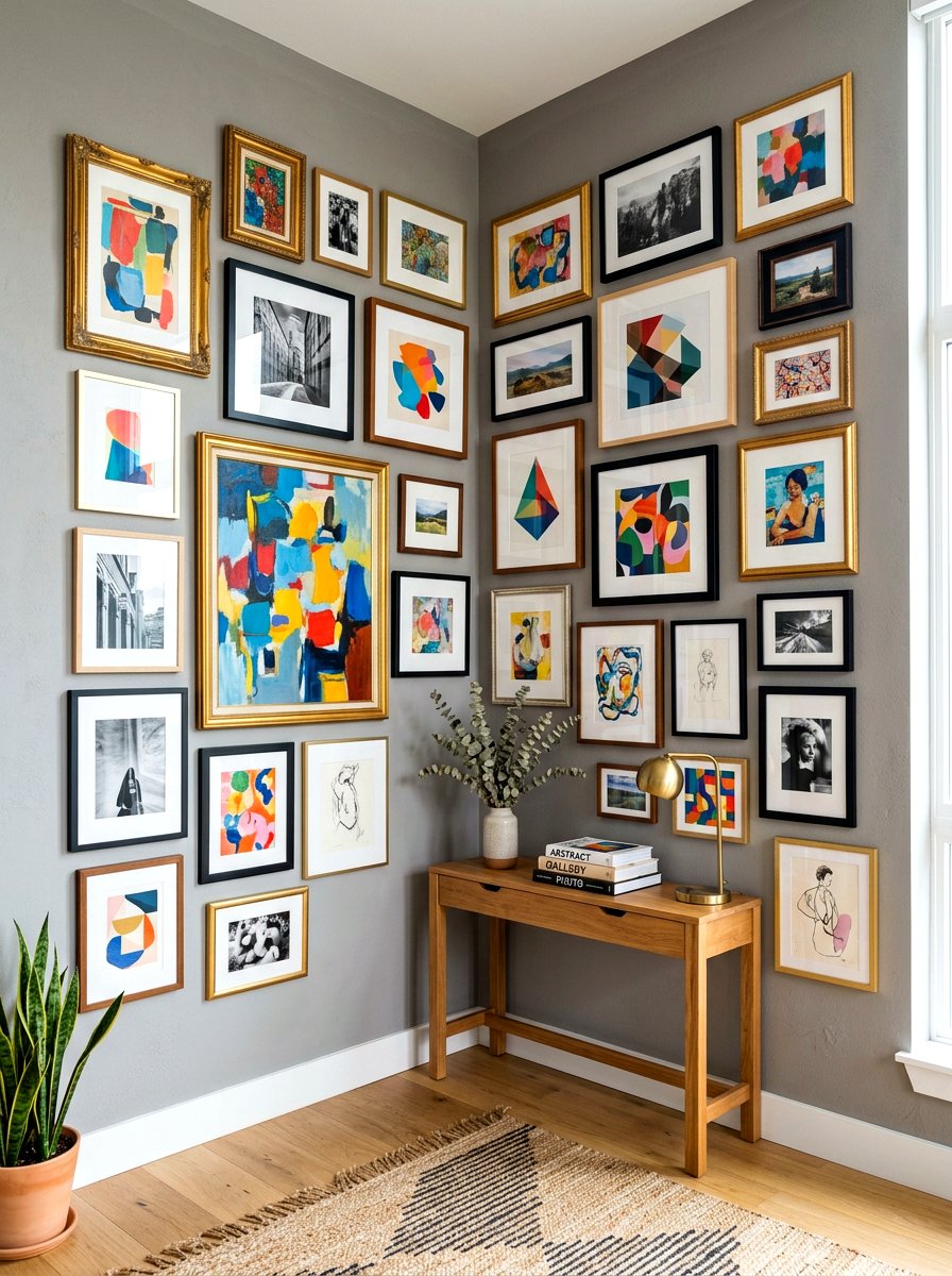 Gallery Wall Decor - 30 cozy apartment corner ideas