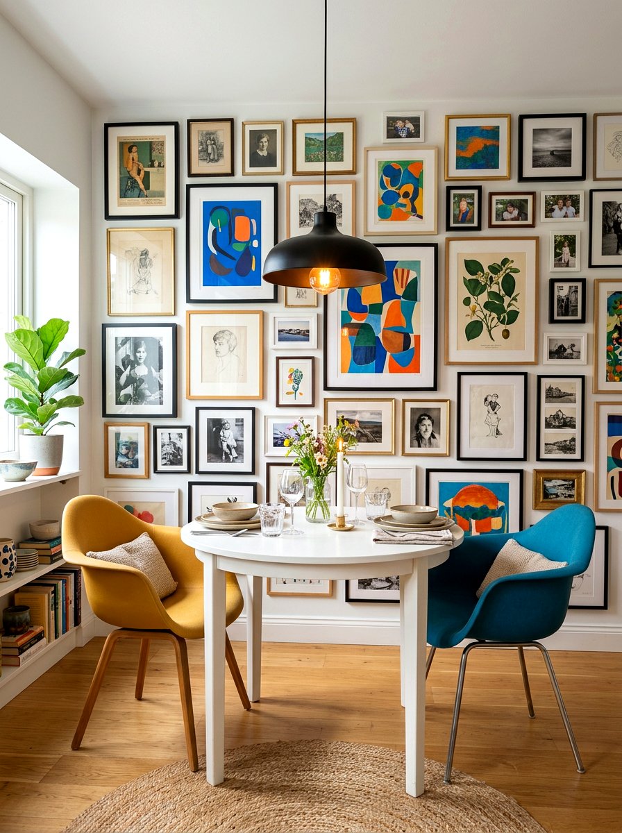 Gallery Wall Dining Area - 30 tiny dining nook apartment ideas