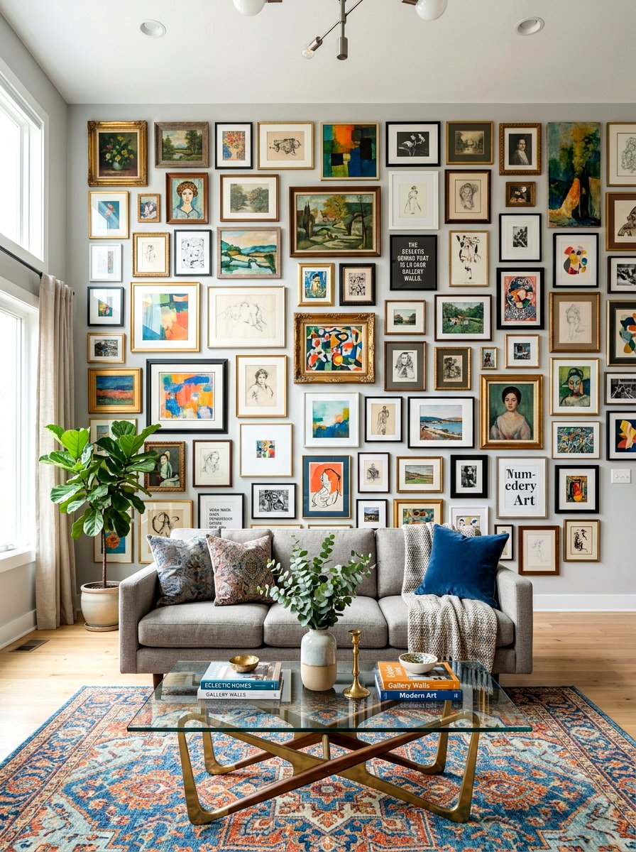 Gallery Wall Eclectic Living Room - 30 eclectic living room ideas
