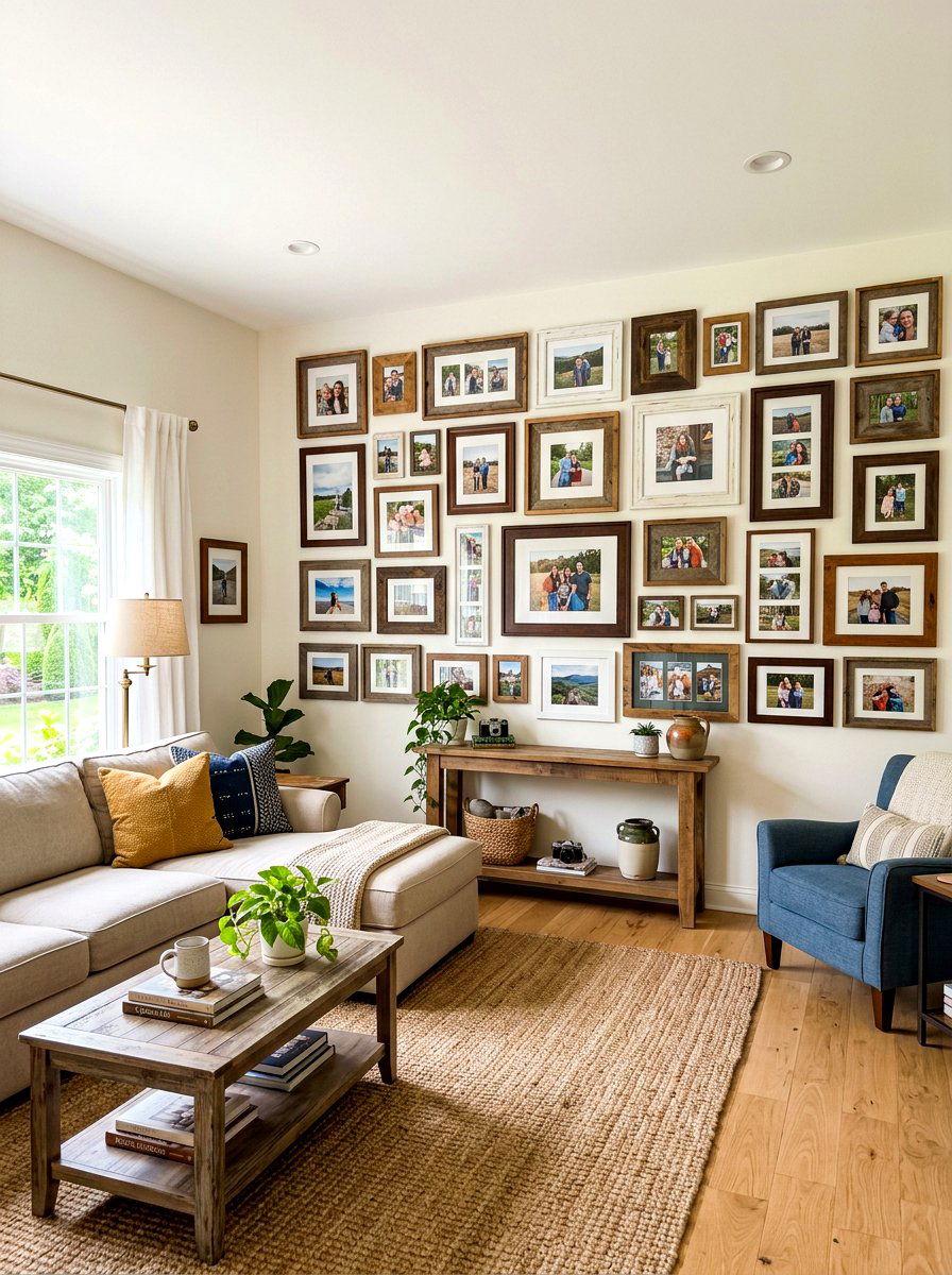 Gallery Wall Frame - 30 rustic living room ideas
