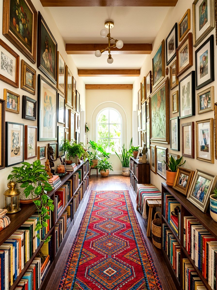 Gallery Wall Hallway Library - 30 reading hallway ideas