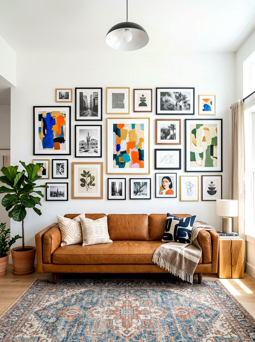 Gallery Wall Layout - 30 collected apartment decor ideas