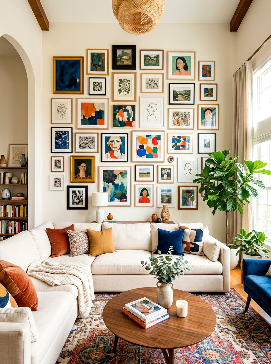 Gallery Wall Living Room Cream Sofa - 30 cream sofa living room ideas