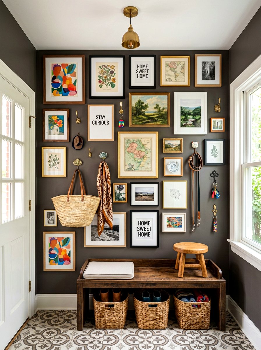 Gallery Wall Mudroom - 30 mini mudroom apartment ideas