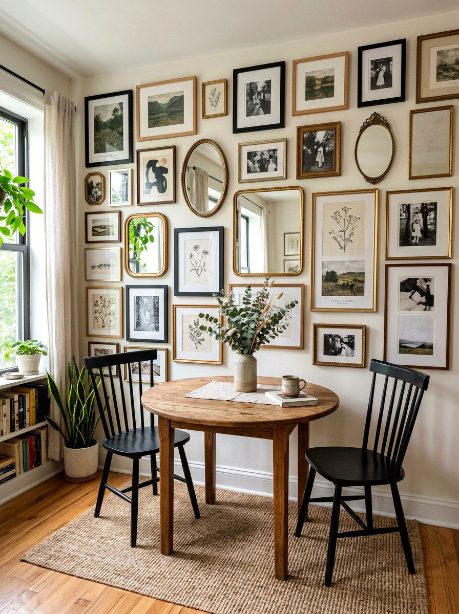Gallery Wall Nook - 30 apartment breakfast nook ideas