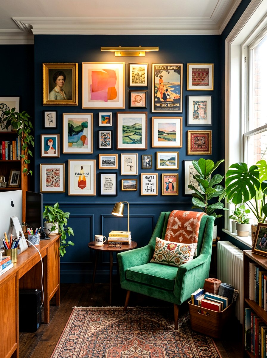 Gallery Wall Reading Nook - 30 office reading corner ideas