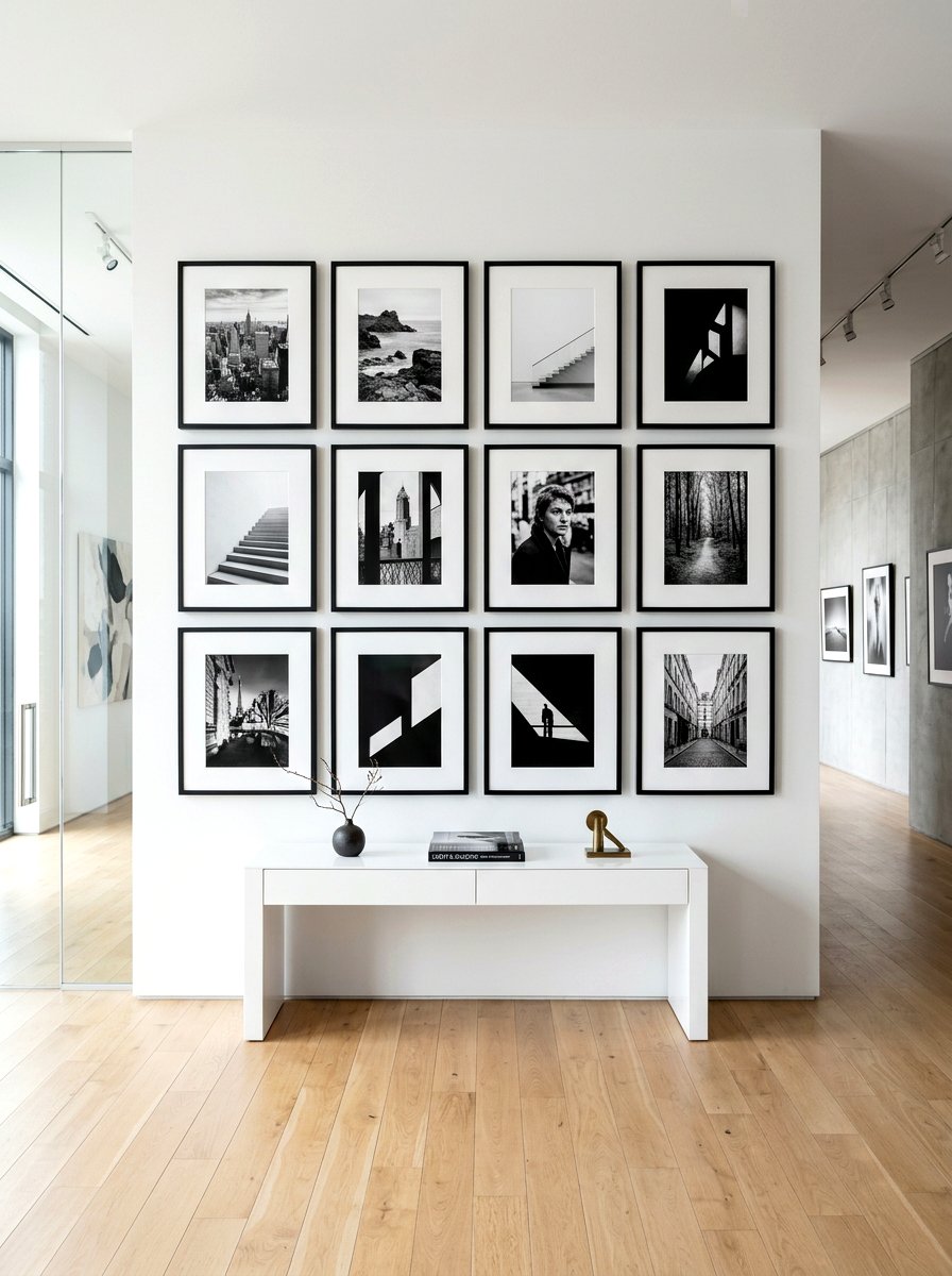 Gallery Wall With Black Frames - 30 front hallway decor ideas