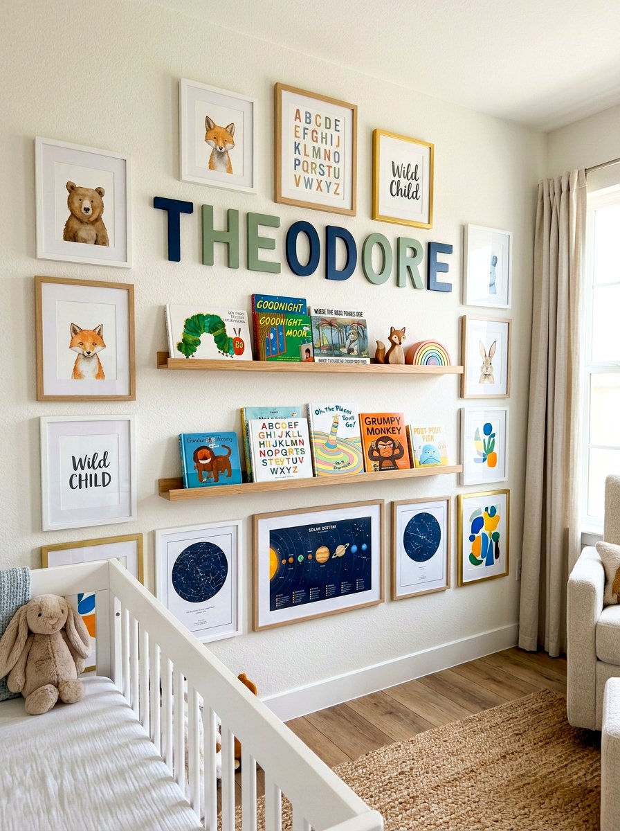 Gallery Wall With Books - 30 nursery library wall ideas