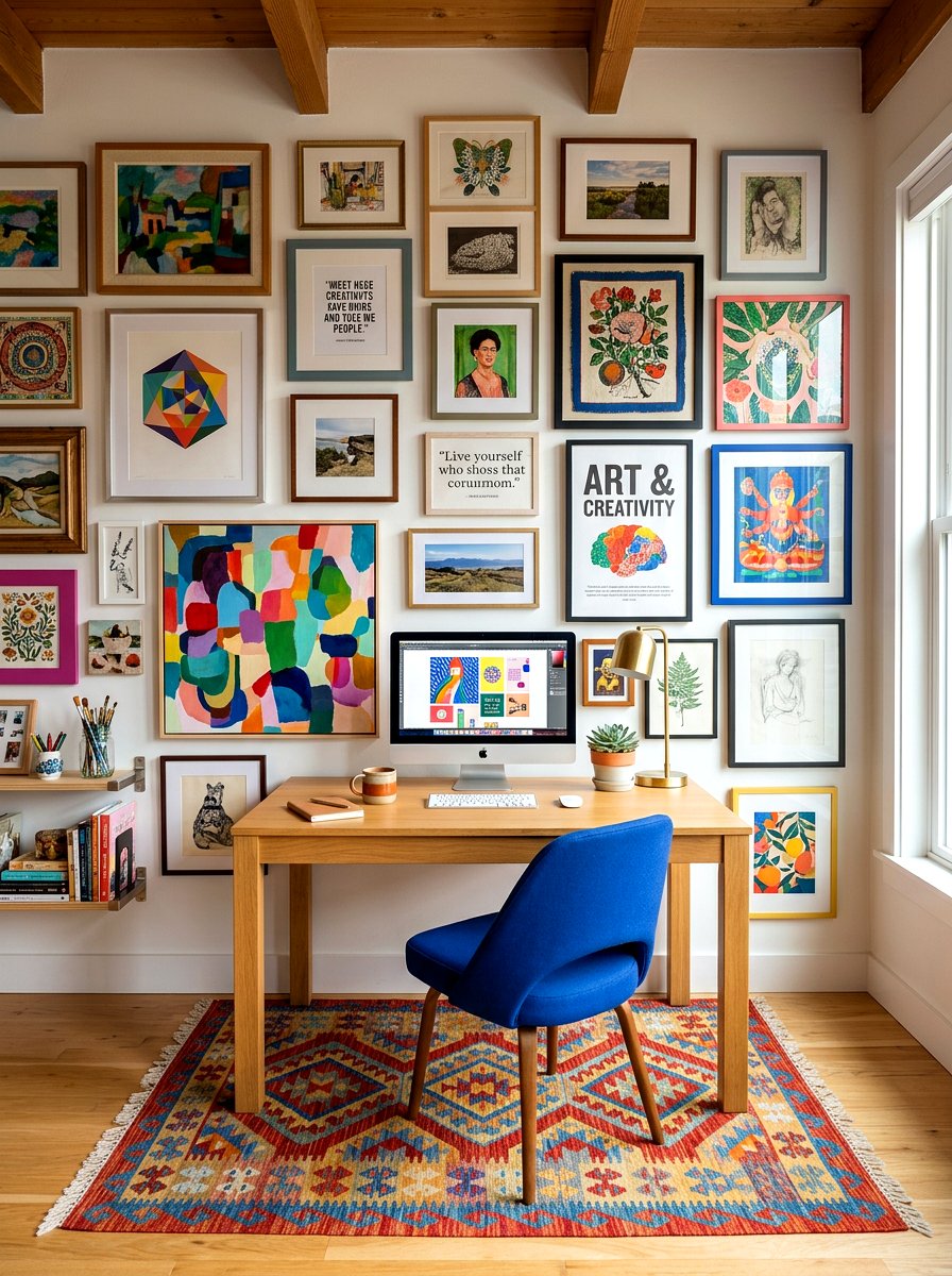 Gallery Wall Workspace - 30 office nook apartment ideas