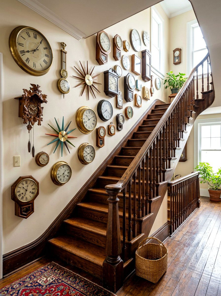 Gallery of clocks - 30 staircase wall ideas