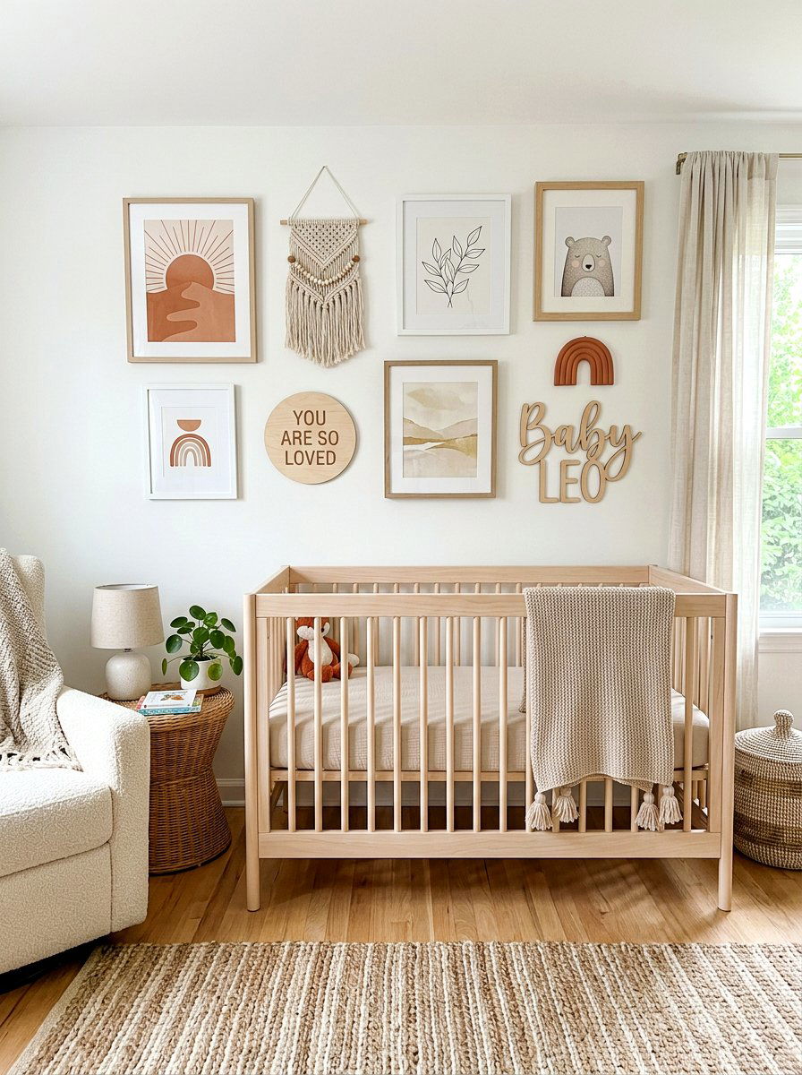 Gallery wall boho nursery - 30 boho nursery ideas