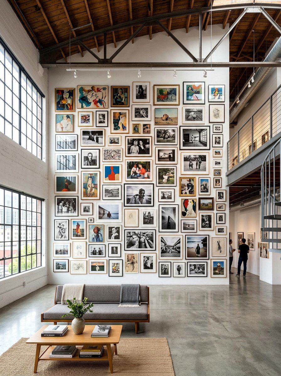 Gallery wall loft space - 30 loft living room ideas