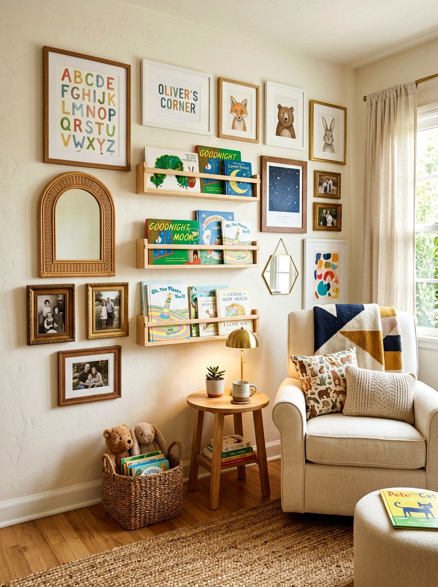 Gallery wall nursery reading corner - 30 nursery reading corner ideas
