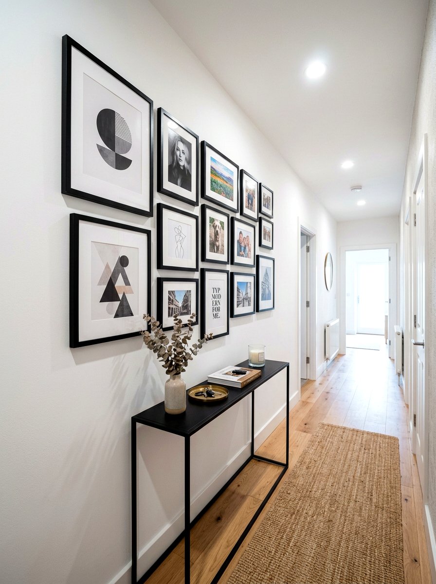 Gallery wall strips - 30 renter friendly entryway ideas