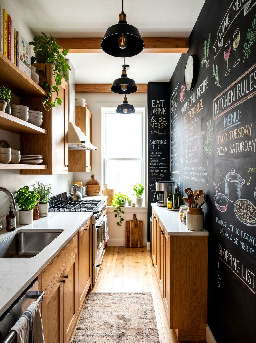 Galley Kitchen Chalkboard Wall - 30 tiny galley kitchen ideas