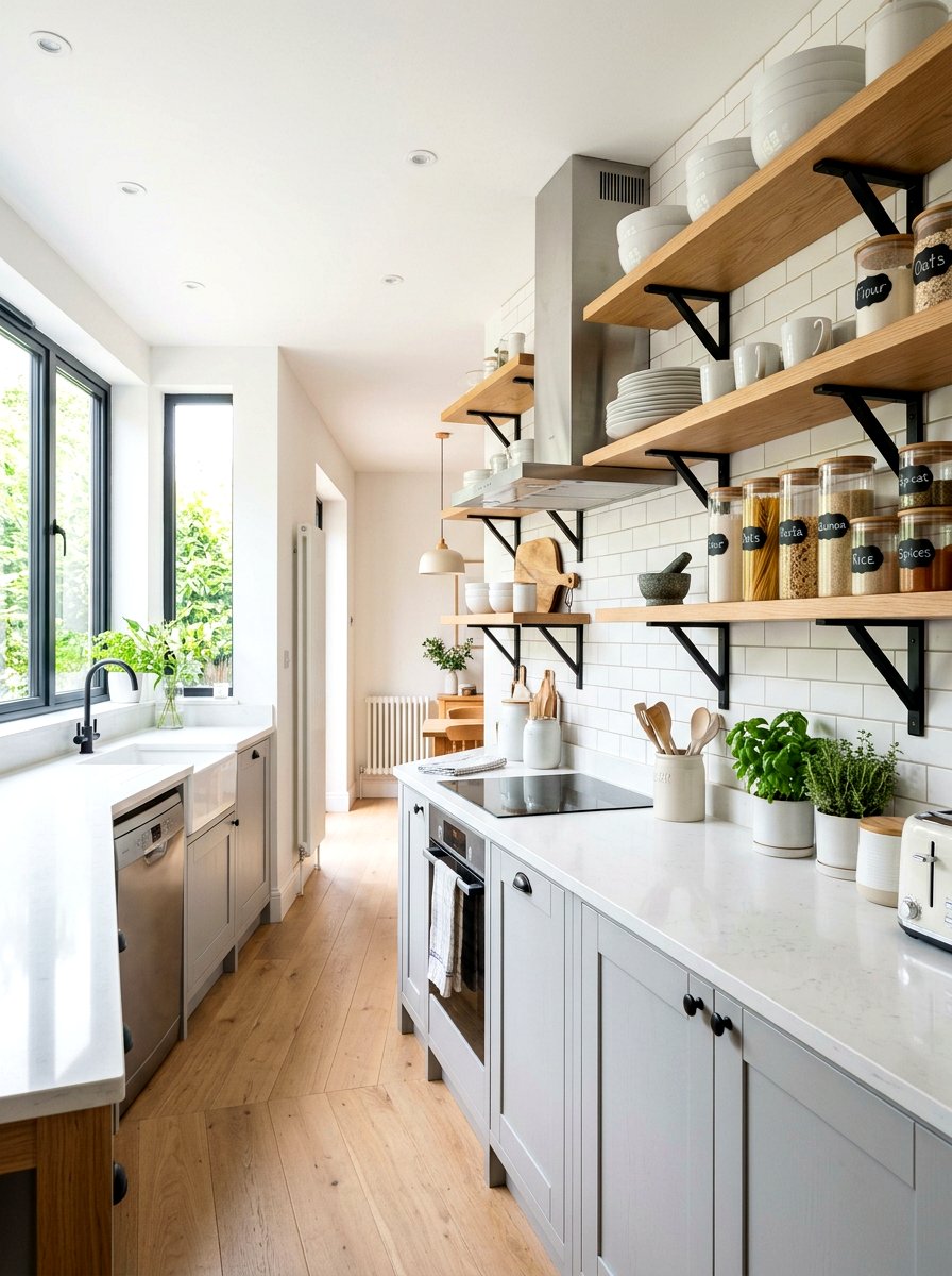 Galley Kitchen Open Shelving - 30 tiny galley kitchen ideas