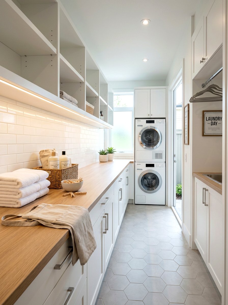 Galley Laundry Room Folding Counter - 30 folding station laundry ideas