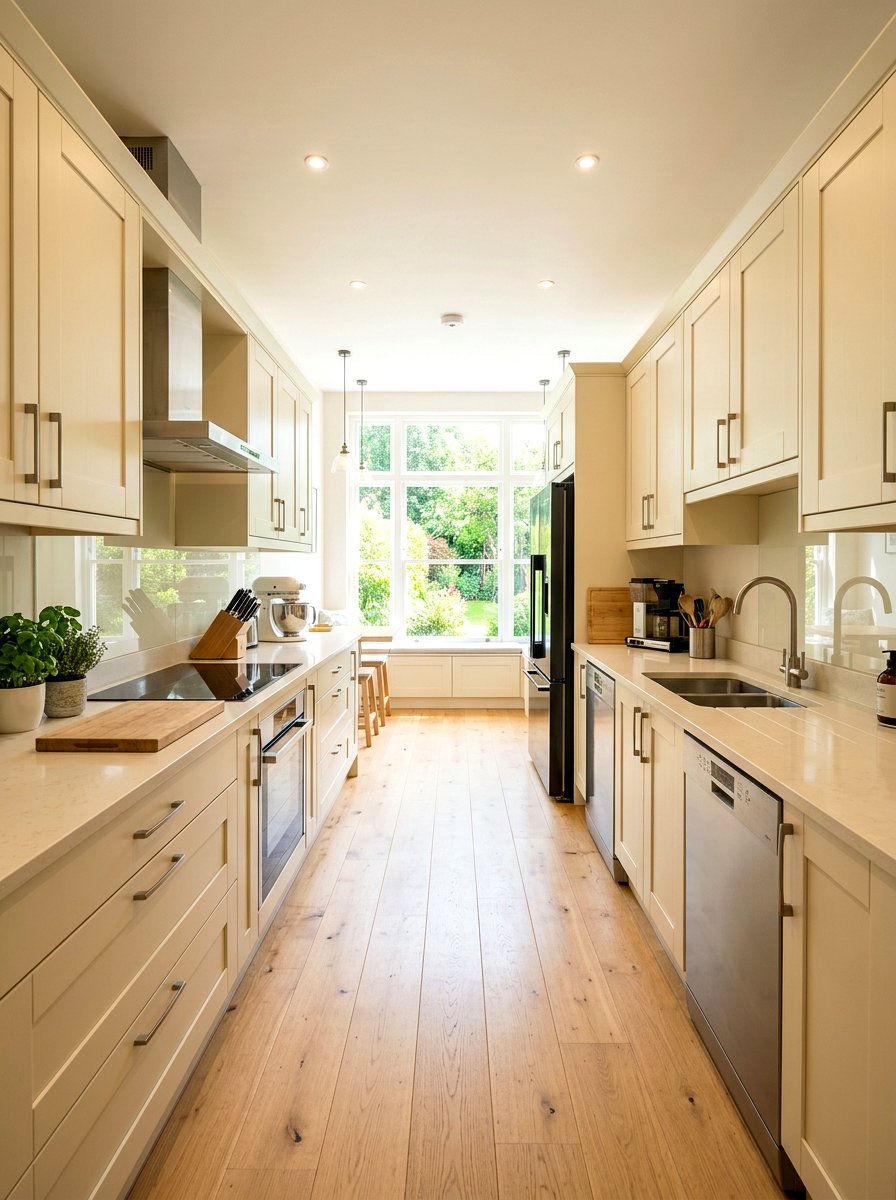 Galley buttercream kitchen optimization - 30 buttercream kitchen ideas