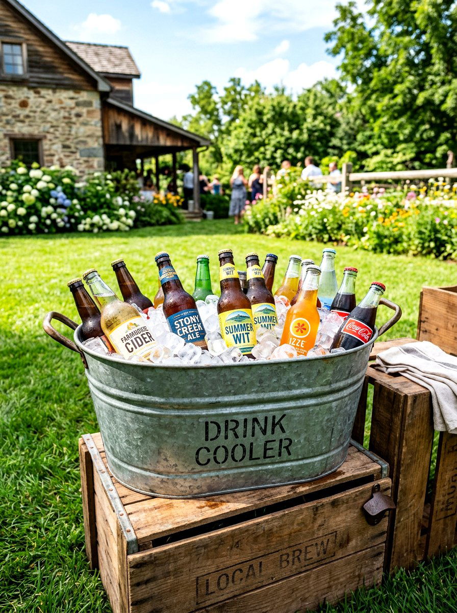 Galvanized Bucket Drink Cooler - 30 backyard wedding decor ideas