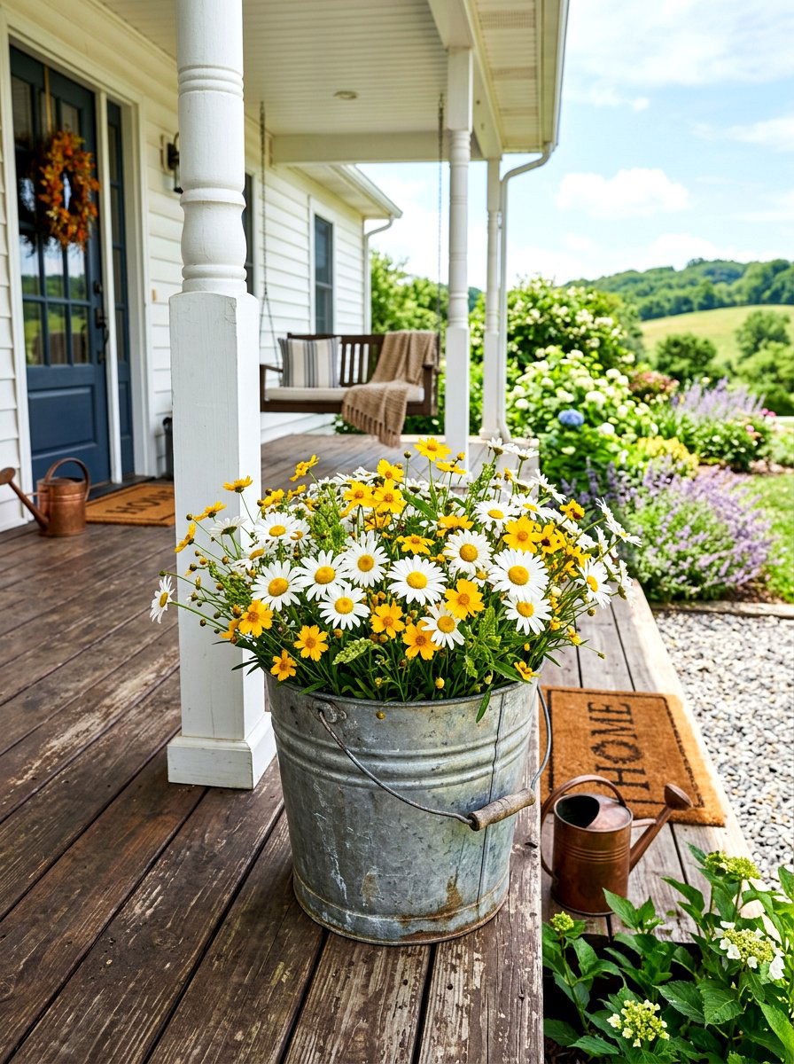 Galvanized Metal Bucket - 30 summer container garden ideas