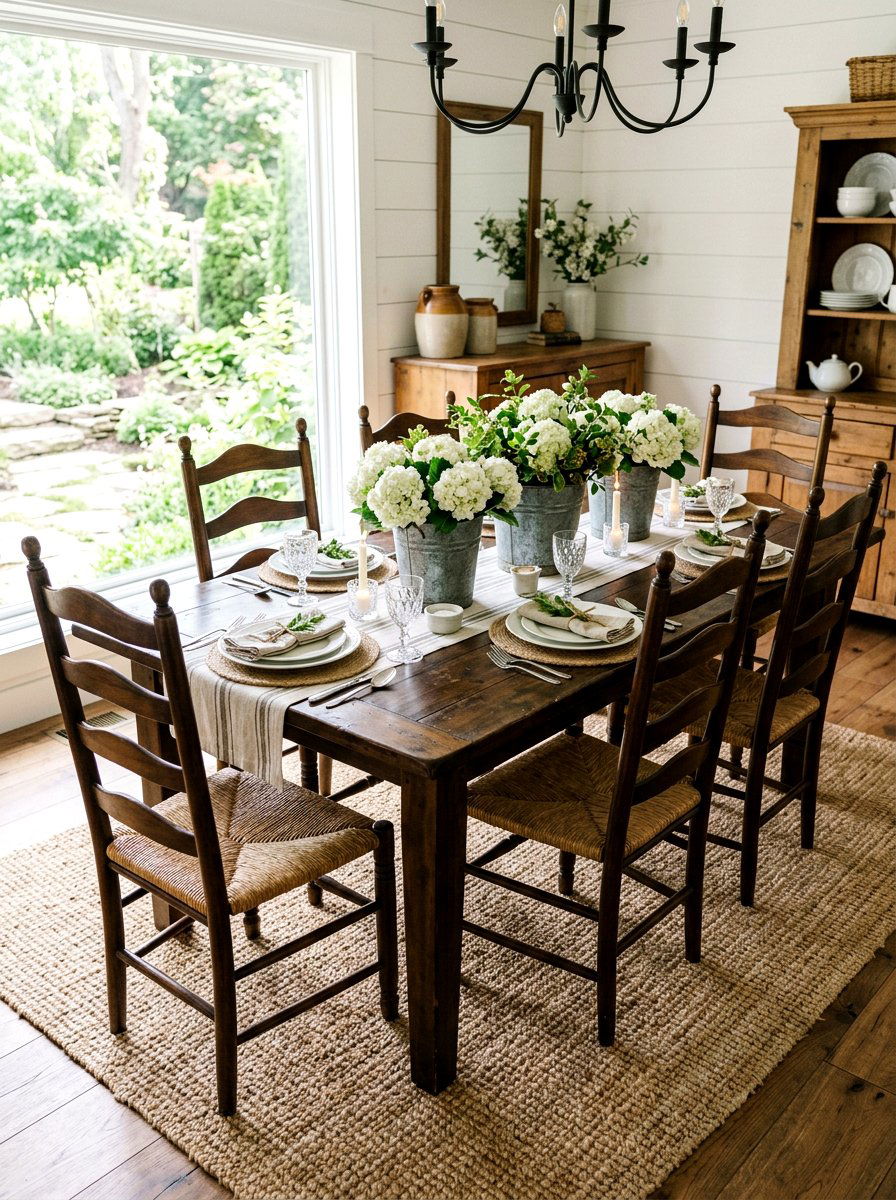 Galvanized Metal Centerpiece Buckets - 30 French country dining room decor ideas