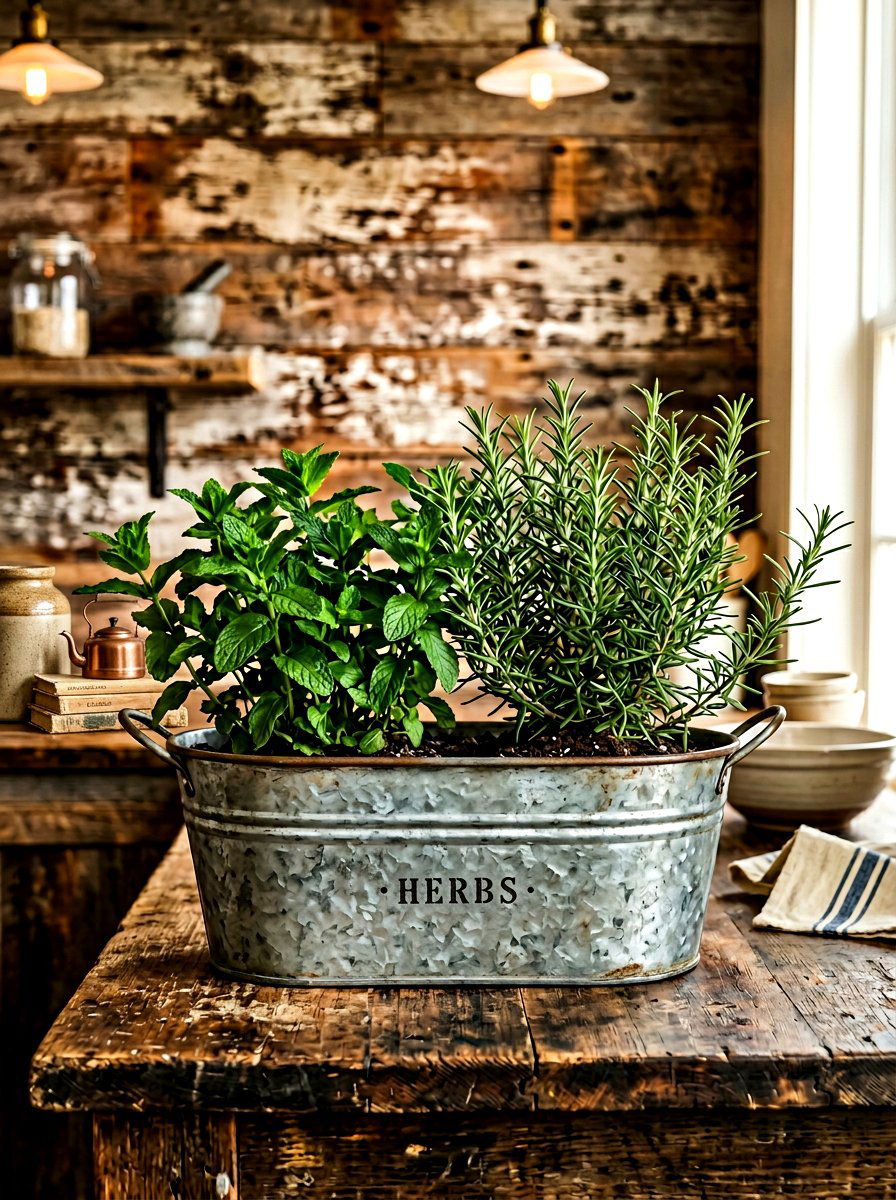 Galvanized Metal Farmhouse Planter - 30 windowsill planter ideas