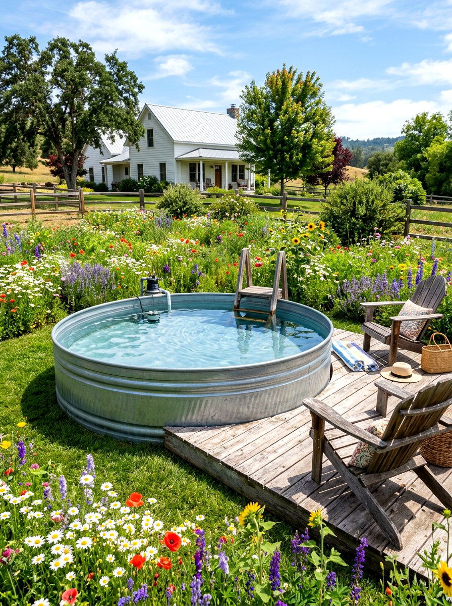Galvanized Metal Stock Tank Pool - 30 stock tank pool ideas
