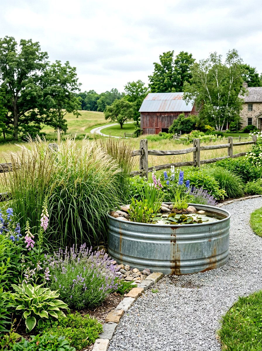 Galvanized Metal Stock Tank - 30 backyard planter ideas