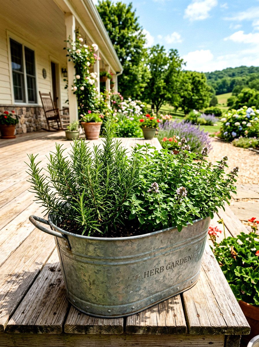 Galvanized Metal Tub - 30 herb planter ideas