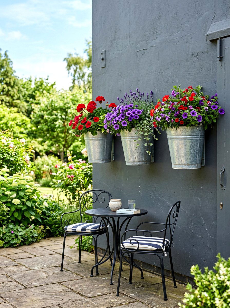 Galvanized Metal Wall Bucket - 30 wall planter ideas