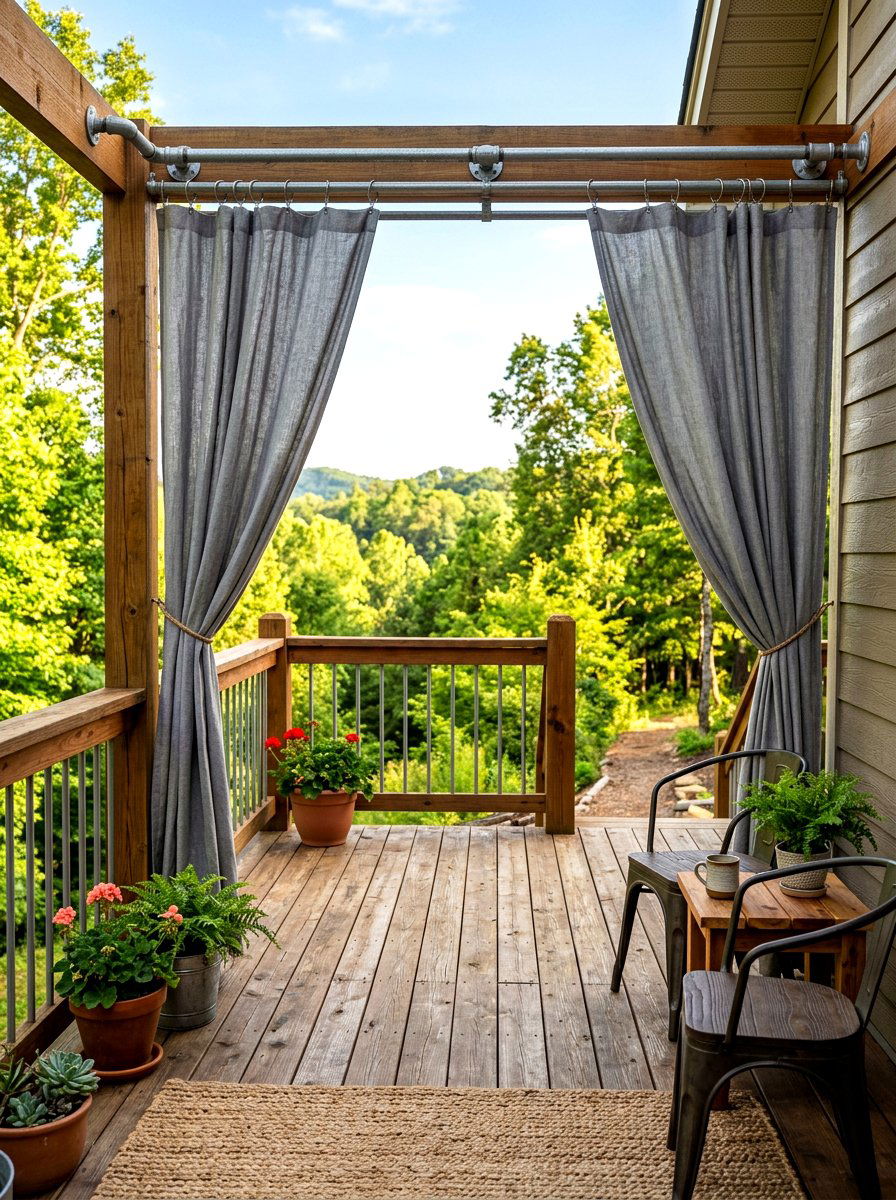 Galvanized Pipe Outdoor Curtain Rod - 30 outdoor curtain rod ideas