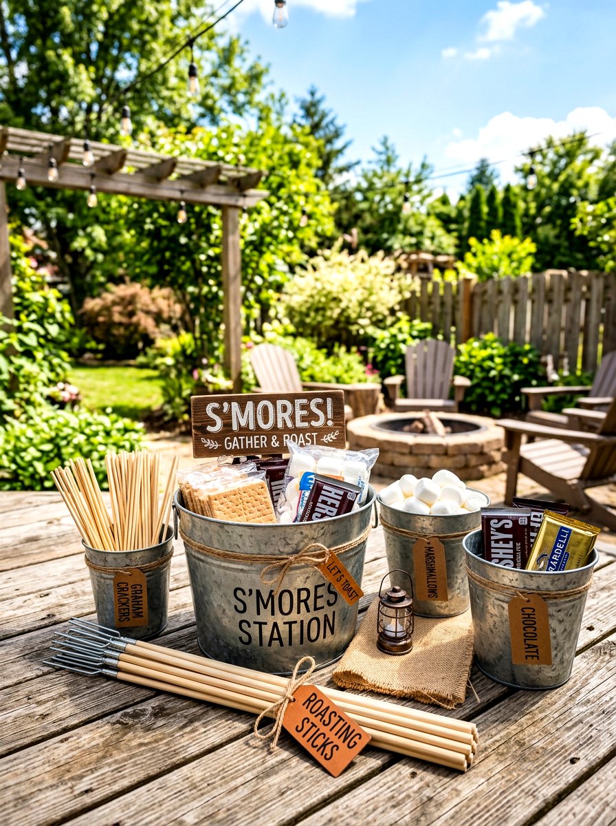 Galvanized Smores Bucket - 30 s'mores station ideas
