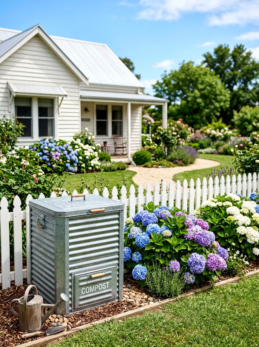 Galvanized Steel Compost Bin - 30 compost station ideas