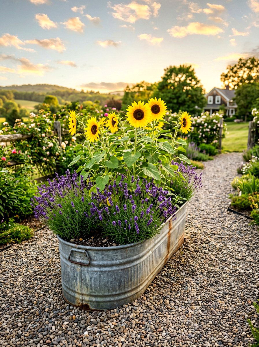 Galvanized Steel Trough Planter - 30 raised planter box ideas