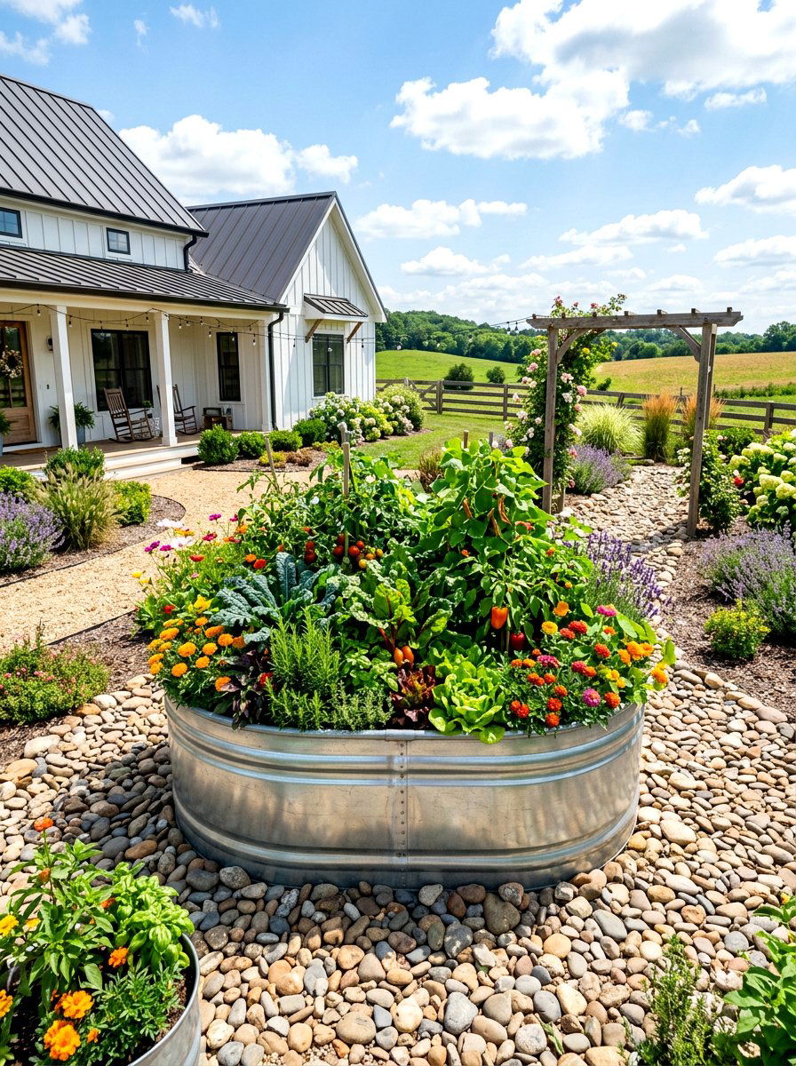 Galvanized Tank Raised Bed - 30 budget raised bed ideas