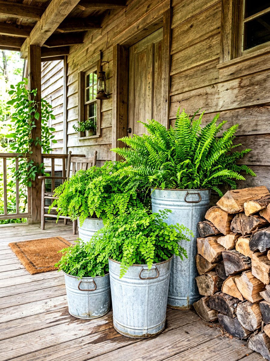 Galvanized Tub Fern Grouping - 30 porch ferns ideas