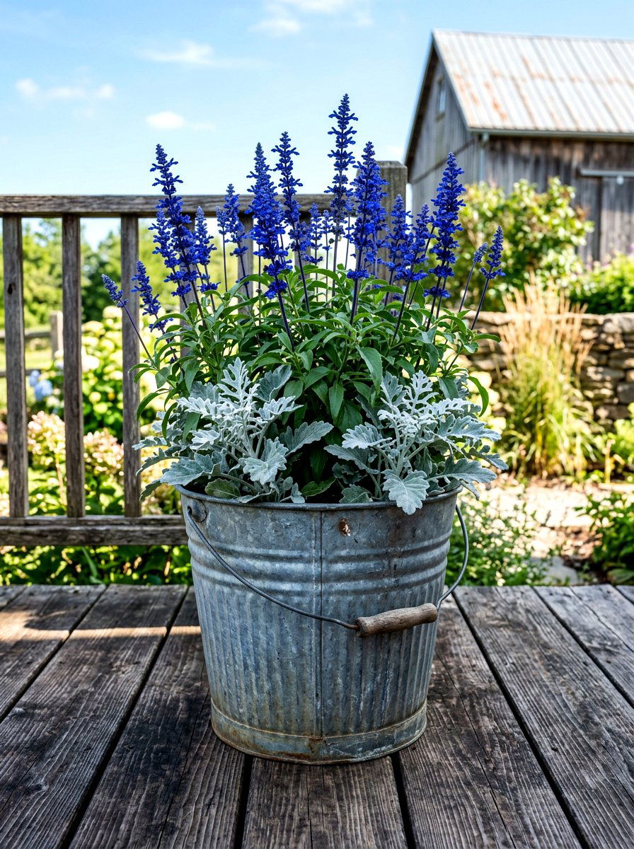 Galvanized metal bucket - 30 garden planter ideas