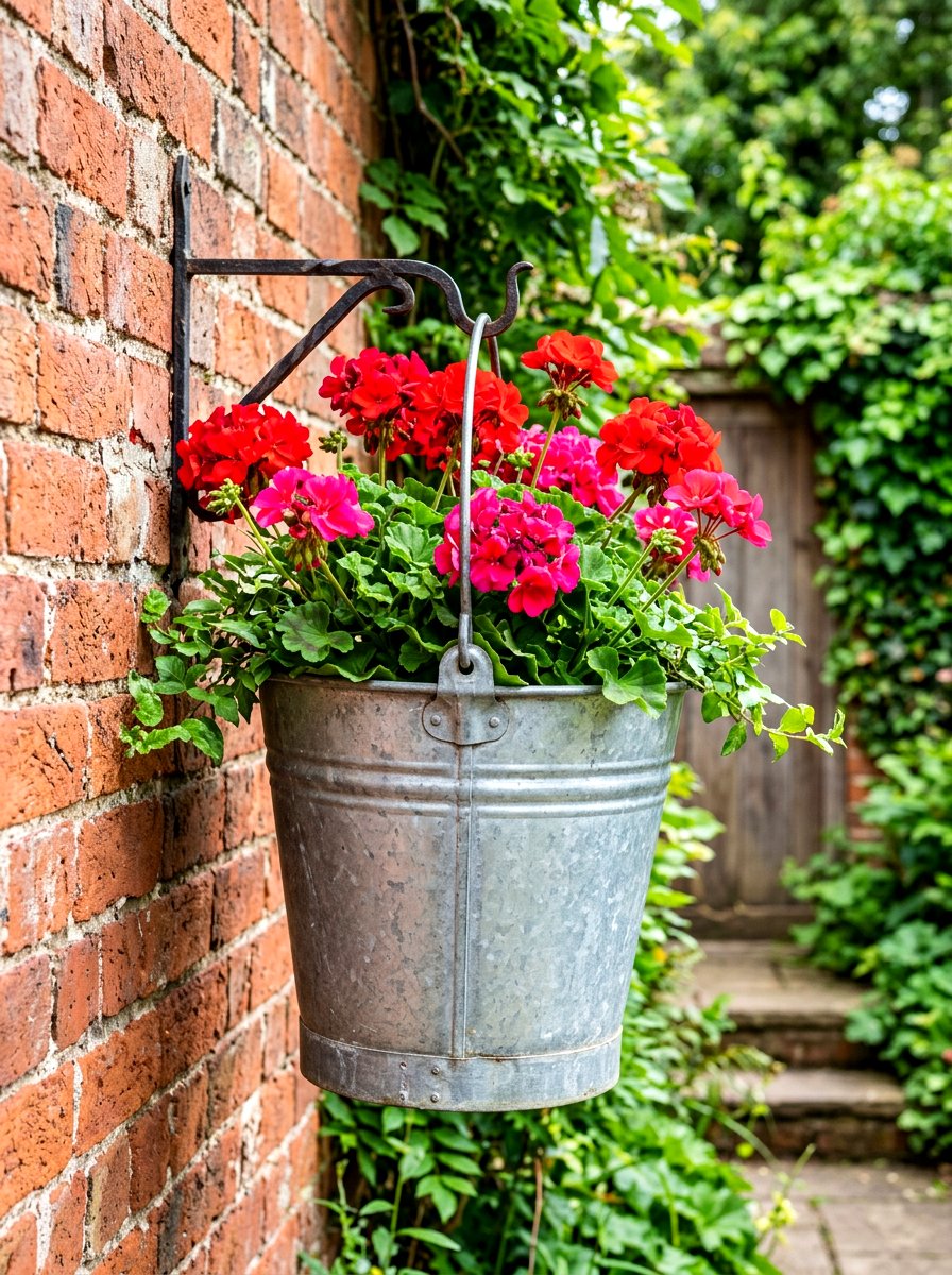 Galvanized metal bucket - 30 hanging container garden ideas