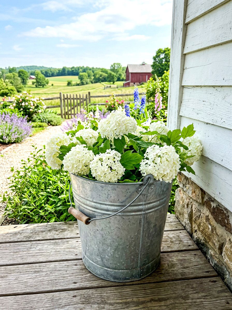 Galvanized metal bucket - 30 porch corner decor ideas