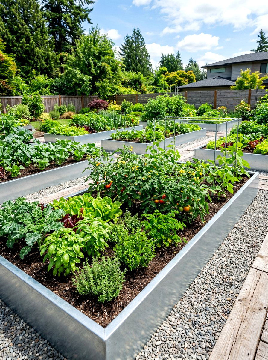 Galvanized metal edging - 30 vegetable garden border ideas