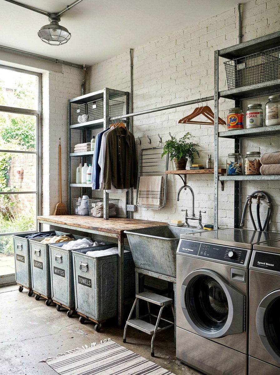 Galvanized metal laundry room - 30 vintage laundry room ideas