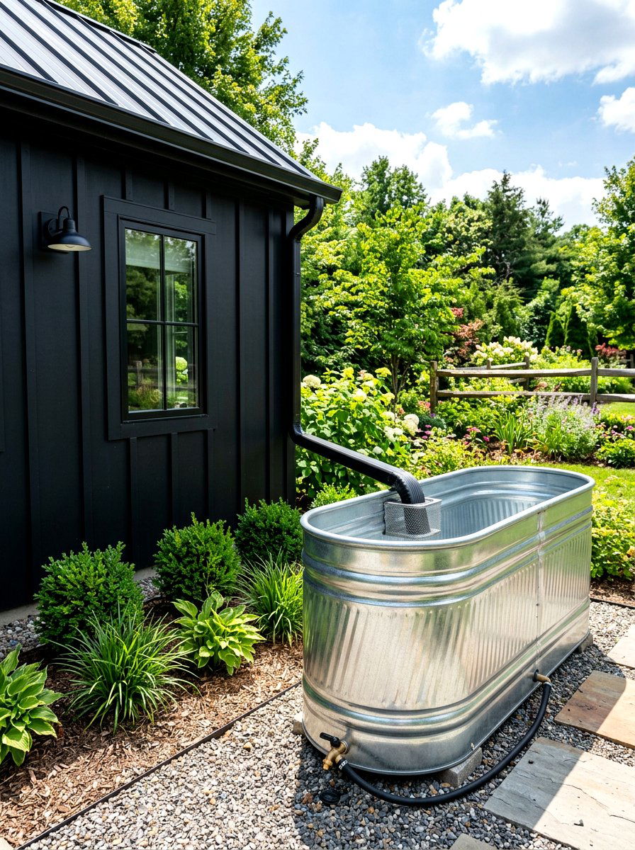 Galvanized metal trough rain barrel - 30 rain barrel ideas