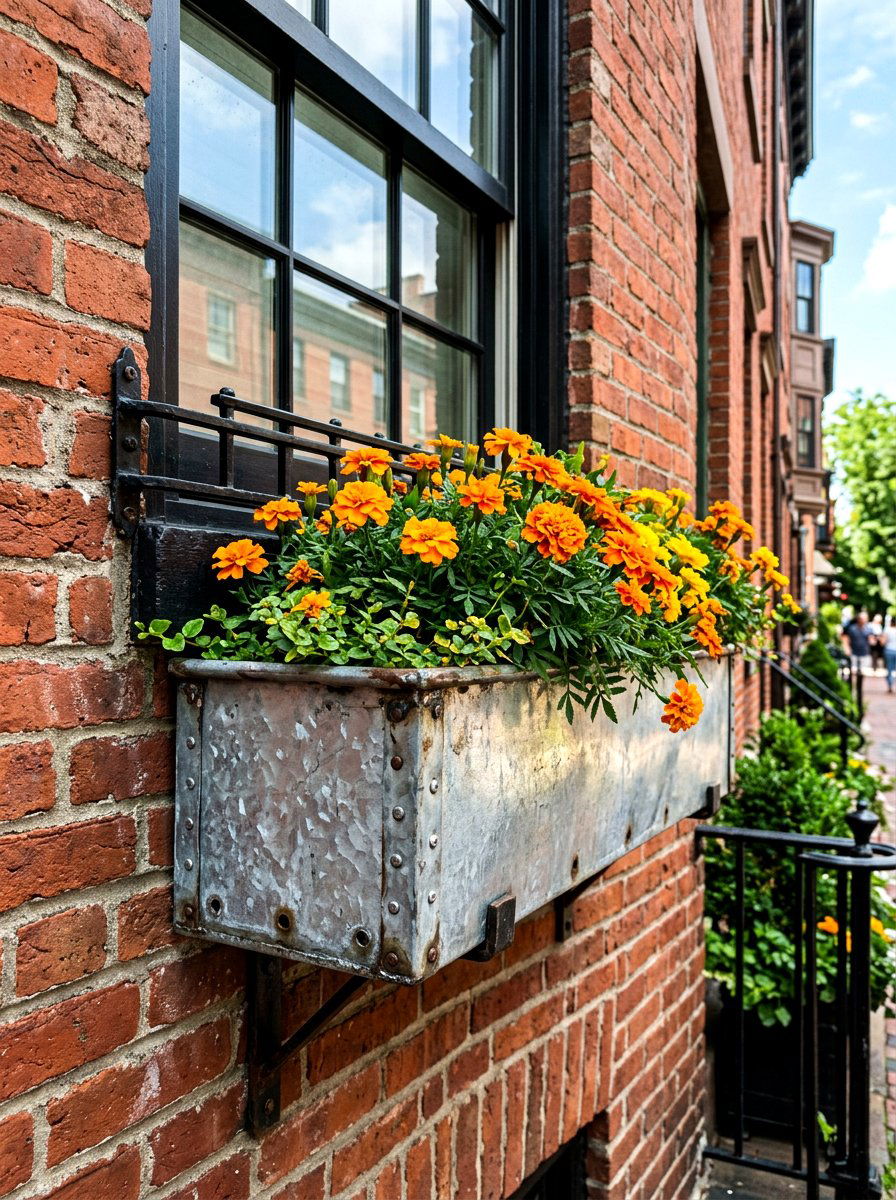 Galvanized metal window box - 30 window box ideas
