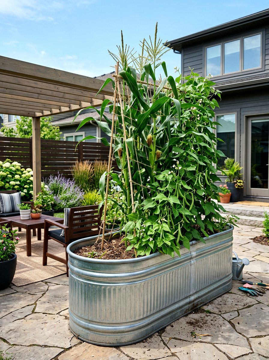 Galvanized steel trough - 30 narrow raised bed ideas