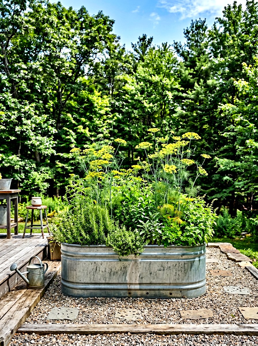 Galvanized stock tank garden - 30 backyard herb garden ideas