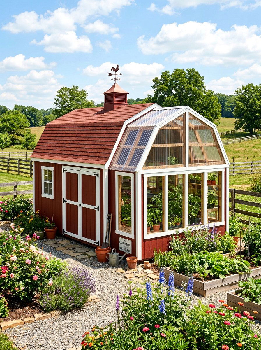 Gambrel Roof Greenhouse Shed - 30 greenhouse shed combo ideas