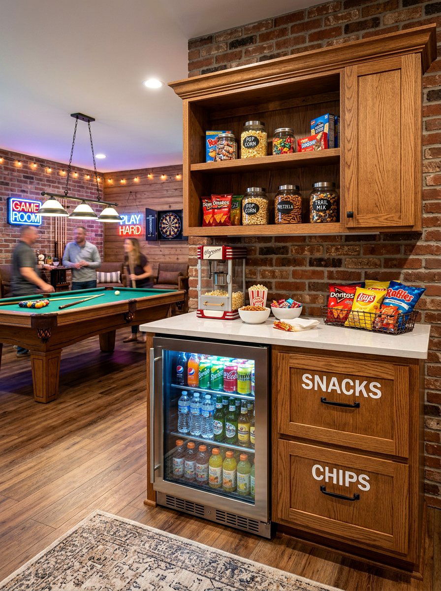 Game Room Snack and Drink Station - 30 beverage cooler cabinet ideas