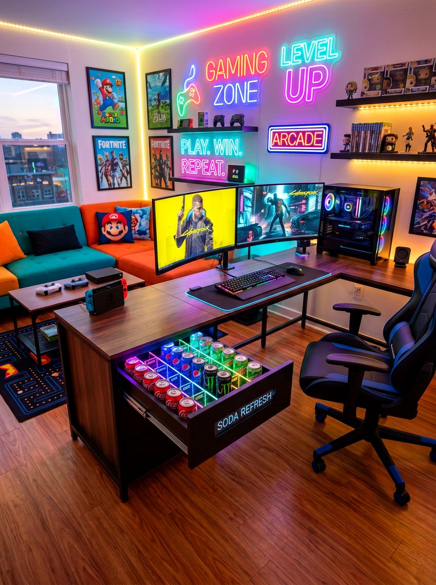 Game Room Soda Storage - 30 beverage drawer ideas