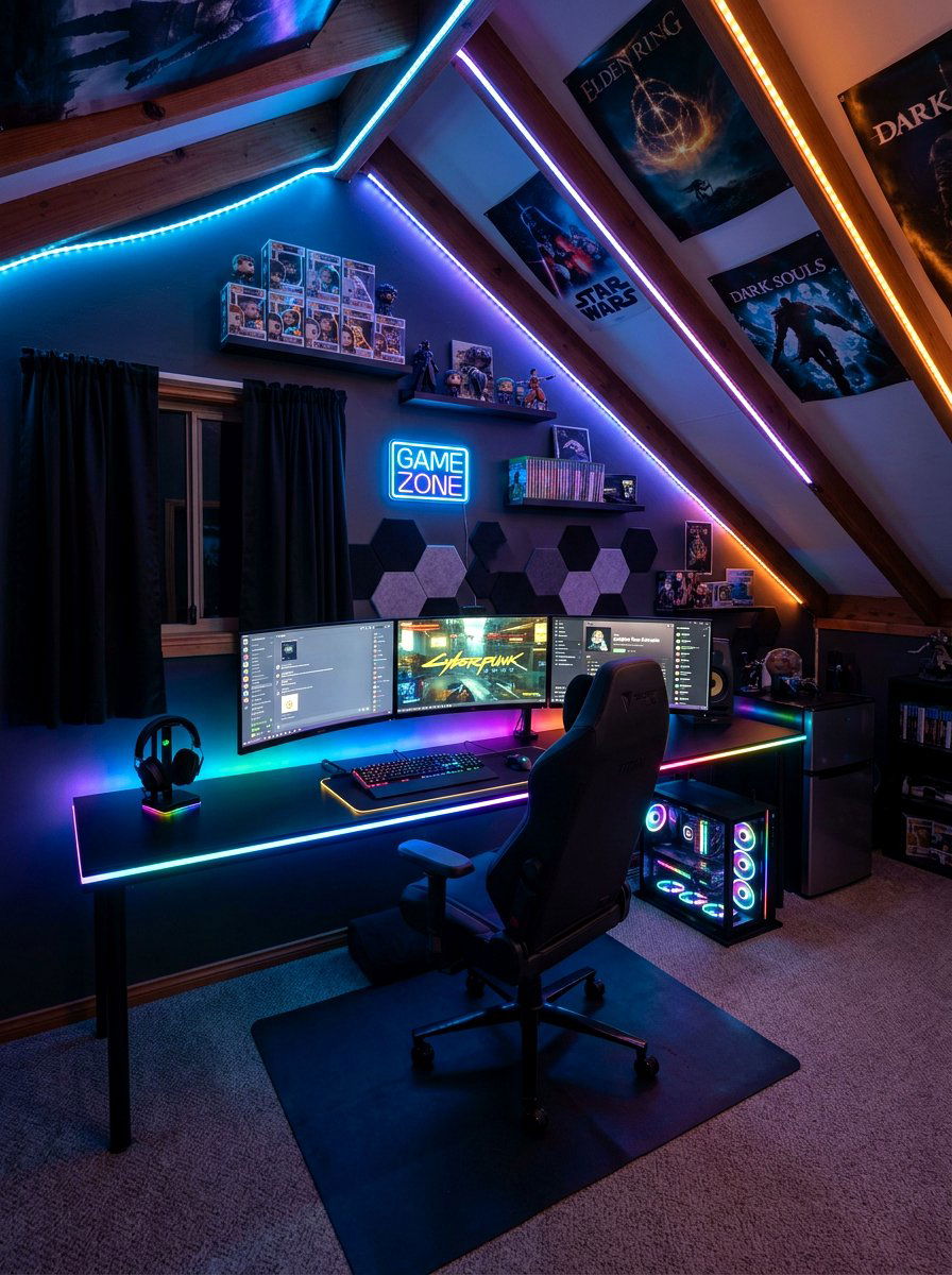 Gaming Attic Setup - 30 attic studio ideas